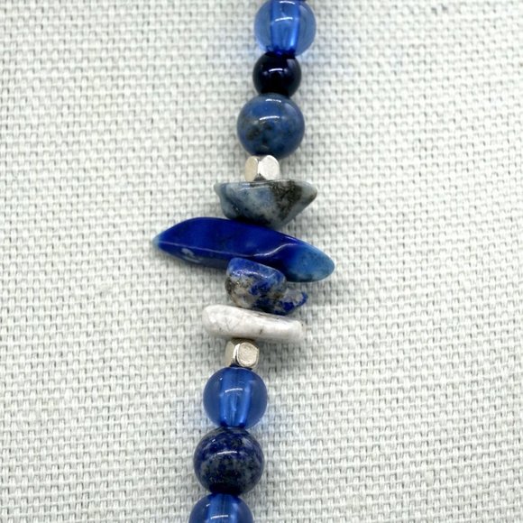 Necklace with Lapis Lazuli chips, Lapis and beads. Lobster clasp. - Picture 6 of 9